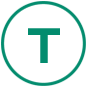 Green Letter T At The Center Of Circle On White Background